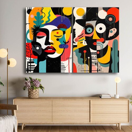 WALLXPERT 2P70100C005 Multicolor Decorative Canvas Painting (2 Pieces) Cene