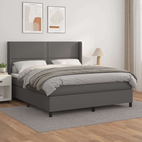  Box spring postelja z vzmetnico siva 180x200 cm umetno usnje, (20901703) Slike