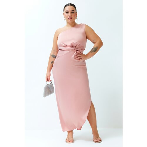 Trendyol Curve Pink Satin Woven Dress Slike