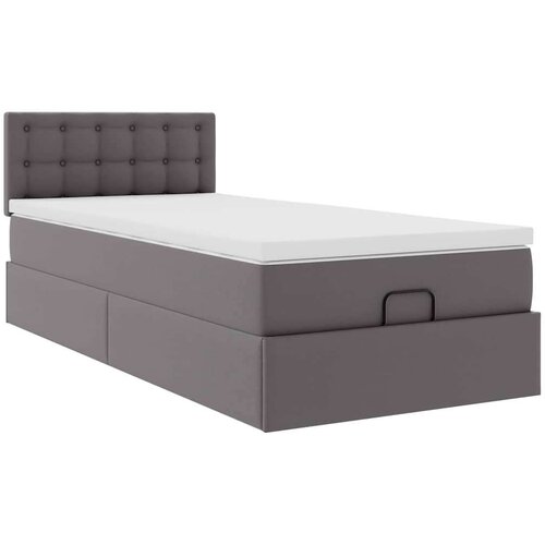 VidaXL Otomanski okvir kreveta s madracem sivi 90x190cm umjetna koža Slike