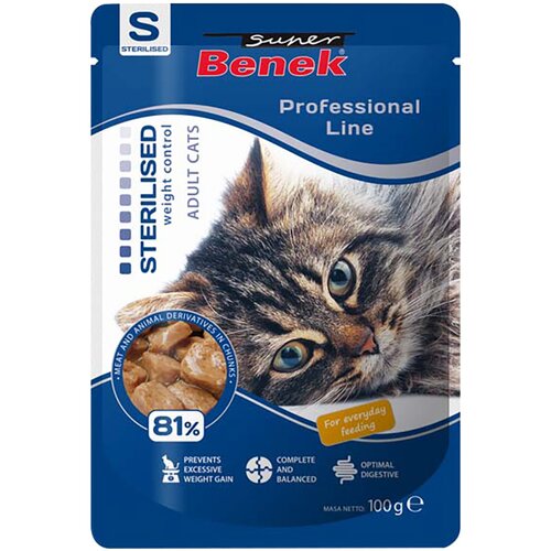 Benek Super Professional Line Sterilized Adult 24 x 100 g - perutnina Cene