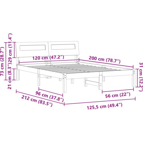  Krevetna konstrukcija S LED lampica s uzglavljem Vo&amp;scaron;tano smeđa 120 x 200 cm Slike