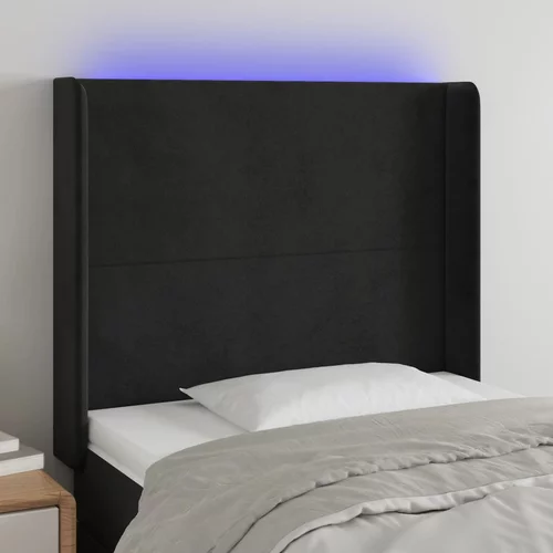 vidaXL LED posteljno vzglavje črno 103x16x118/128 cm žamet