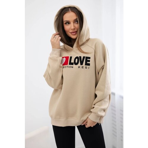 Kesi Cotton insulated hooded sweatshirt light beige Slike