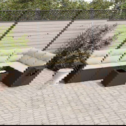  7-dijelni set vrtnih sofa od poliratana s jastucima smeđi Slike