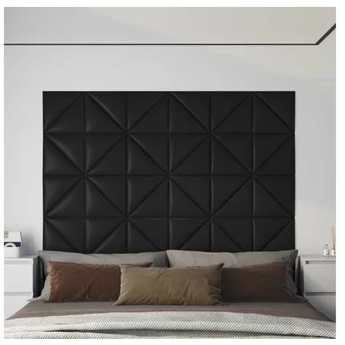  Stenski paneli 12 kosov črni 30x30 cm umetno usnje 1,08 m²