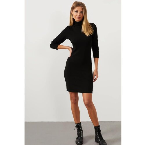 Cool & Sexy Women's Black Turtleneck Camisole Dress YI1968 Cene