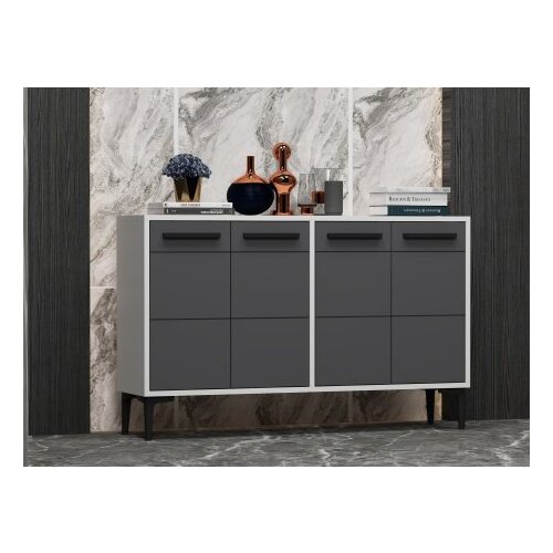 Hanah home tv polica stria white anthracite Cene