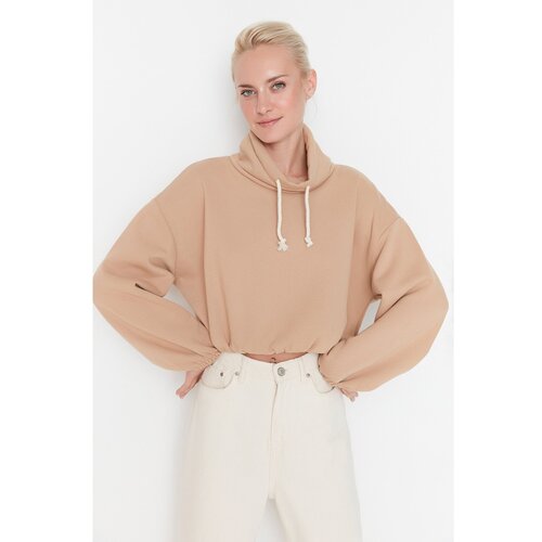 Trendyol Beige Turtleneck Raised Knitted Sweatshirt Slike
