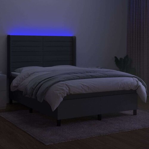  Box spring s madracem LED tamnosivi 140x190 cm tkanina Slike