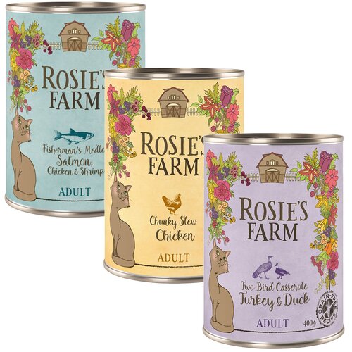  Ekonomično pakiranje Rosie's Farm Adult 12 x 400 g - Mije&scaron;ano pakiranje (3 vrste) Cijene