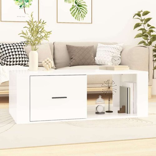  Stolić za kavu sjajni bijeli 100x50 5x35 cm konstruirano drvo Slike