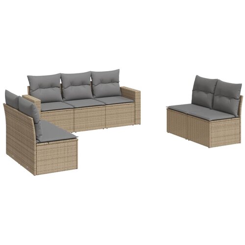  7-dijelni set vrtnih sofa od poliratana s jastucima bež 66 x 62 x 69 cm Slike