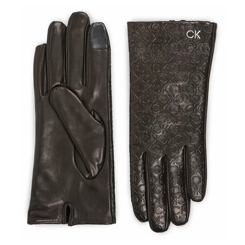 Calvin Klein Ženske rokavice Re-Lock Emb/Deb Leather Gloves K60K611165 Črna
