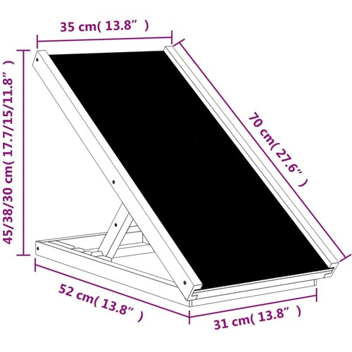  Rampa za pse siva 70 x 35 cm od masivne jelovine Slike