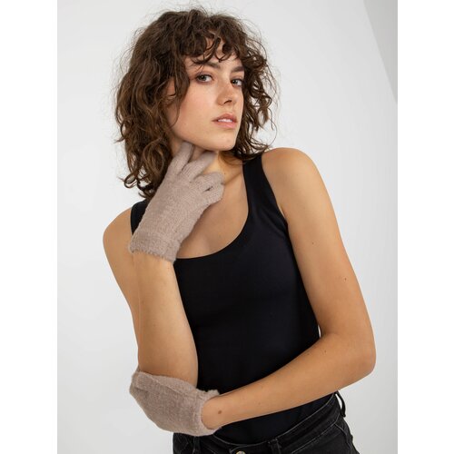 Fashion Hunters Women's winter finger gloves - beige Slike