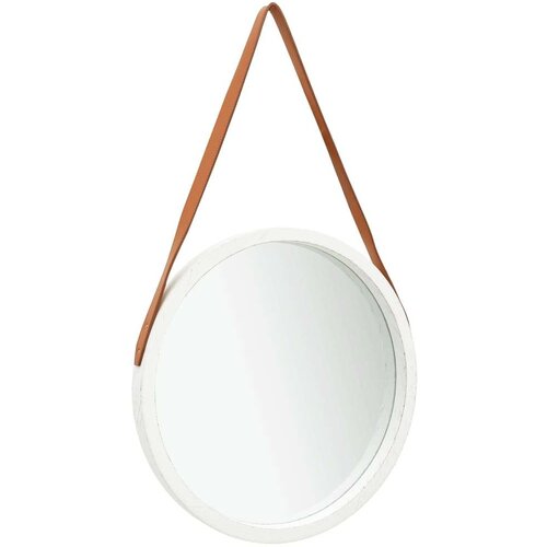 vidaXL zidno ogledalo s remenom 50 cm bijelo Cene