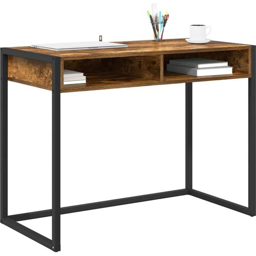  Stol s pohranom Dimni hrast 100 x 50 x 75 cm Konstruirano drvo Slike