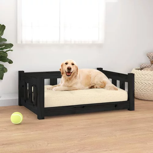vidaXL krevet za pse crni 75,5x55,5x28 cm od masivne borovine