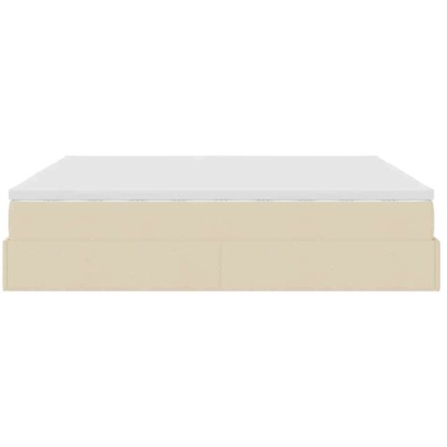 VidaXL Otomanski krevet s madracem krem 160x200 cm od tkanine Slike