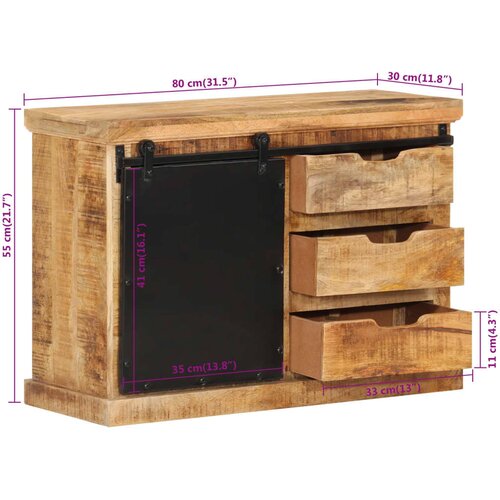  Komoda 80 x 30 x 55 cm od masivnog grubog drva manga Slike