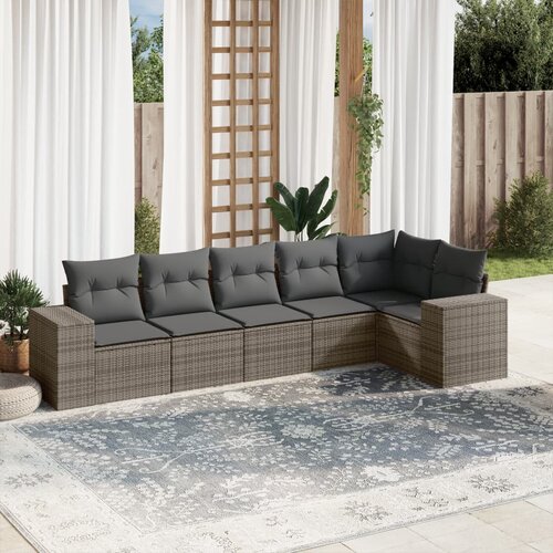 vidaXL 6-dijelni set vrtnih sofa od poliratana s jastucima sivi Cijene