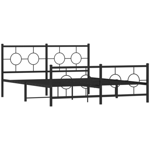 vidaXL Kovinski posteljni okvir z vzglavjem in vznožjem črn 150x200 cm, (21056863) Cene