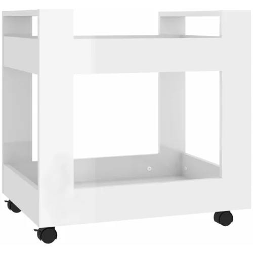 vidaXL Voziček za pisalno mizo visok sijaj bel 60x45x60 cm inž. les, (20826817)