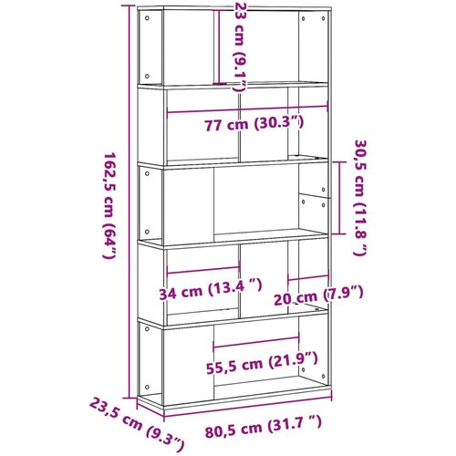  za knjige Crni hrast 80,5 x 23,5 x 162,5 cm PB Slike