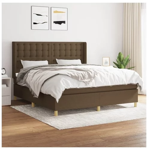  Box spring postelja z vzmetnico temno rjava 180x200 cm blago