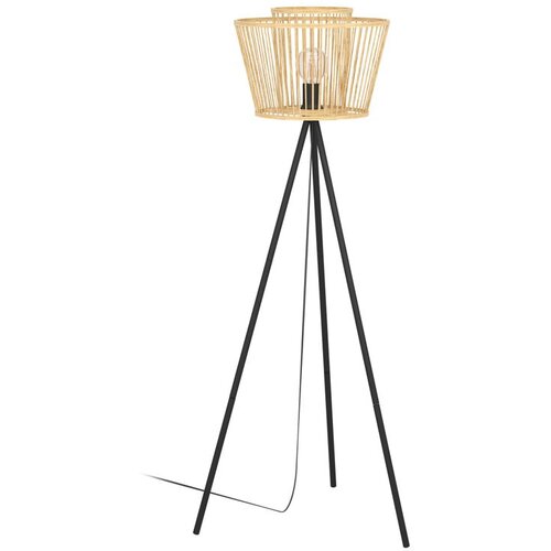 Eglo Podna lampa HYKEHAM E27 129,5 cm drvo/crna tronožac 43855 Slike