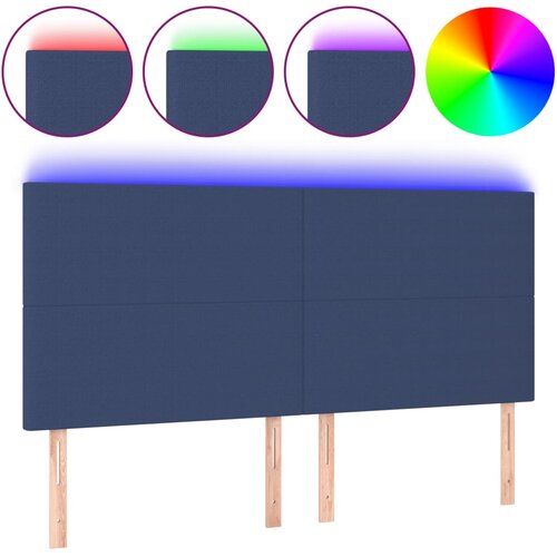 Maison Chic led posteljno vzglavje - vzglavna omarica - nočna omarica modro 200x5x118/128 cm blago, (21713404) Cene