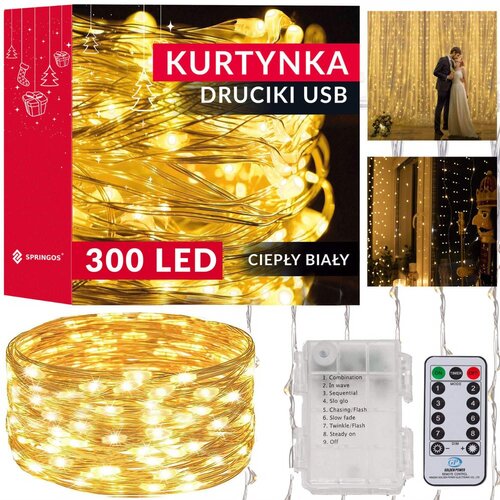  LED svjetlosna zavjesa &amp;ndash; 300 lampica, toplo bijela Slike
