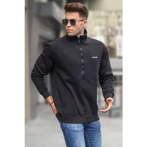 Madmext Black Zippered Sweatshirt 5316