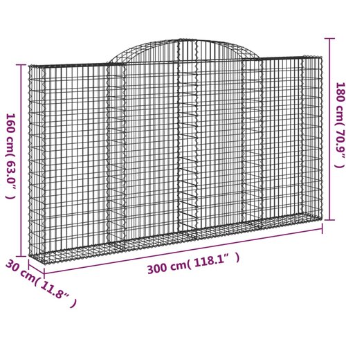  Gabionska ko&amp;scaron;ara s lukom 300x30x160/180 cm pocinčano željezo Slike
