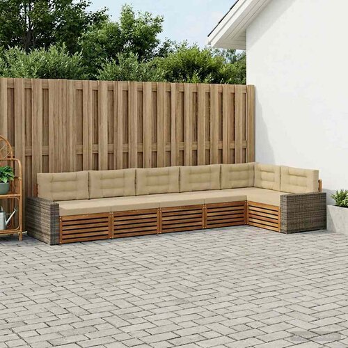  Set vanjskih sofa 6 pcs Prirodna i bež 402 x 172,5 x 73 cm Slike
