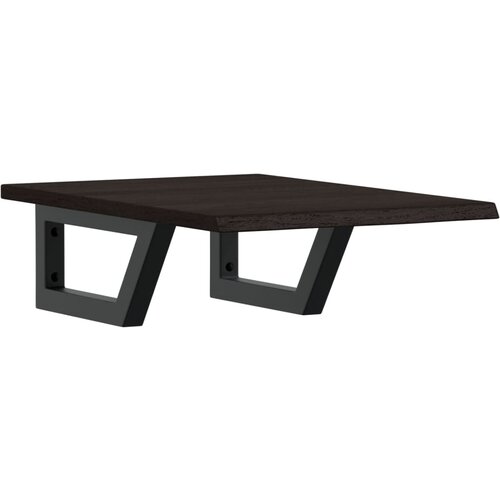  Zidna polica za umivaonik od čelika i masivne hrastovine Smeđa 40 x 60 x 2 cm Slike