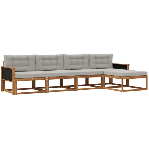 vidaXL Zunanja garnitura za sedenje 5 pcs Naravna in svetlo siva, (5000279631) Cene