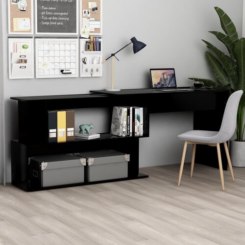 vidaXL Kutni radni stol crni 200 x 50 x 76 cm od iverice Cijene