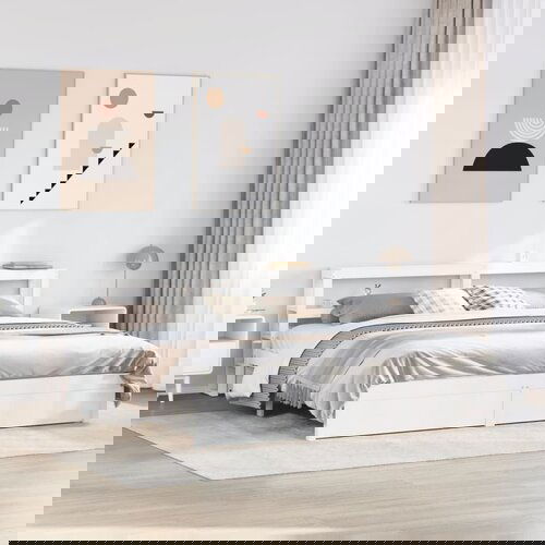 Furnova Posteljni okvir z vzglavjem brez vzmetnice bel 200x200 cm, (21942767) Cene