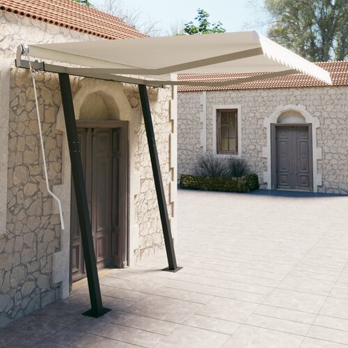 vidaXL Avtomatsko zložljiva tenda s stebrički 3x2,5 m krem Cene