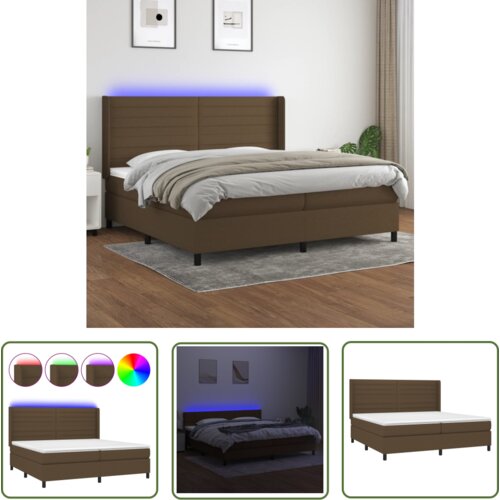 The Living Store Box spring postelja z vzmetnico LED temno rjava 200x200cm blago - Box Spring Postelja, (21737318) Cene