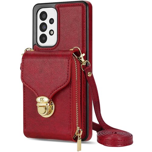 INORCO Ovitek za telefon Crossbody za Samsung Galaxy A52 4G/5G/A52s 5G, PU usnje + TPU držalo za kartico z zadrgo, pokrov s stojalom, (22035987) Cene