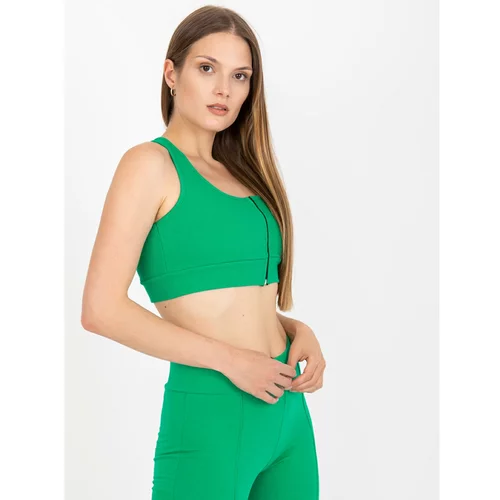 Fashion Hunters Green ribbed basic crop top made of RUE PARIS cotton