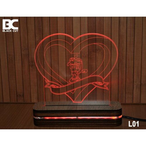 Black Cut 3D lampa sa 9 različitih boja i daljinskim upravljačem - forever in love ( L01 ) Slike