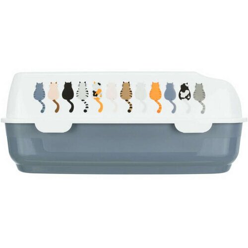 Pijesak WC posoda za mačke Delio z robom 35&amp;times;20&amp;times;48 cm sivo/bela Slike