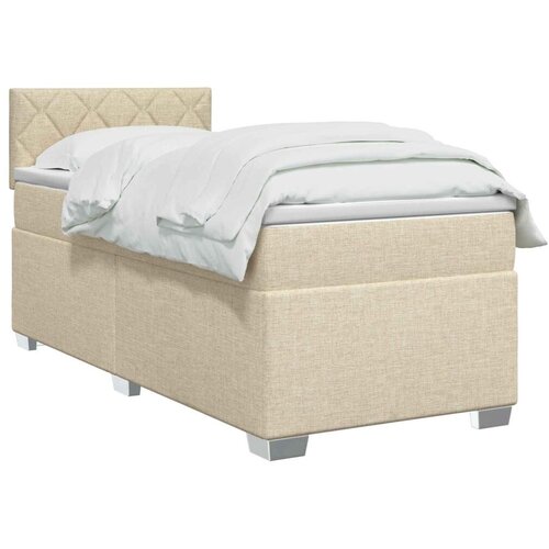  Boxspring krevet s madracem Krem 80 x 200 cm Tkanina - Krem 80 x 200 cm Dizajn s rombovima Slike