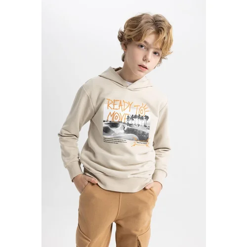 Defacto Boy's Printed Hooded Sweatshirt