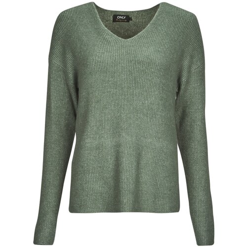 Only Puloverji ONLCAMILLA V-NECK L/S PULLOVER KNT Kaki Cene