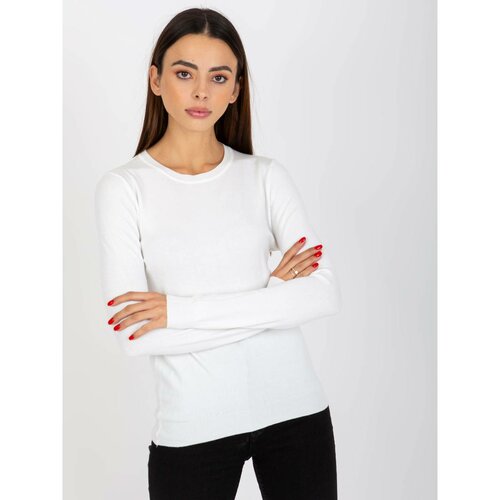 Fashion Hunters White plain sweater with a round neckline Slike